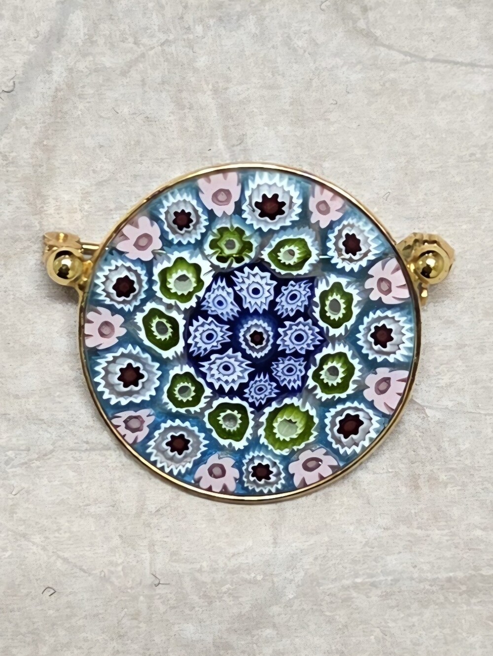 Antica Murrina Veneziana - Millefiori Murano Glass Brooch, Multicolor, NWOT